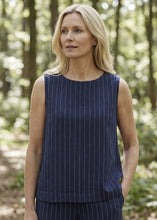 Load image into Gallery viewer, DREAMS Linen Blend Pinstripe Button Back Vest - Navy