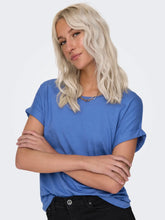 Load image into Gallery viewer, ONLY Short Sleeve Fold Up Cuff T-Shirt - Blue Yonder