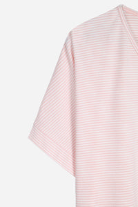Blush Pink Striped V Neck Top
