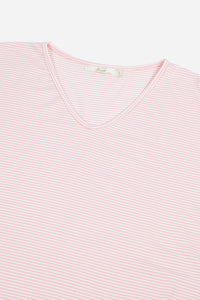 Blush Pink Striped V Neck Top