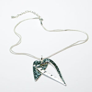 Eliza Gracious Twin Elongated Heart Necklace - Silver