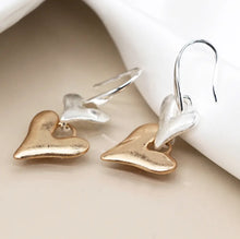 Load image into Gallery viewer, POM Silver Plated &amp; Faux Gold Heart Earrings