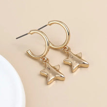 Load image into Gallery viewer, POM Golden C-Hoop &amp; Wave Star Earrings