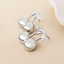 Load image into Gallery viewer, POM Stainless Steel Platinum Plated Cherry Earrings