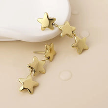 Load image into Gallery viewer, POM Gold Plated Triple Star Drop Earrings