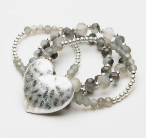 Eliza Gracious Multi Strand Grey Bead Bracelet