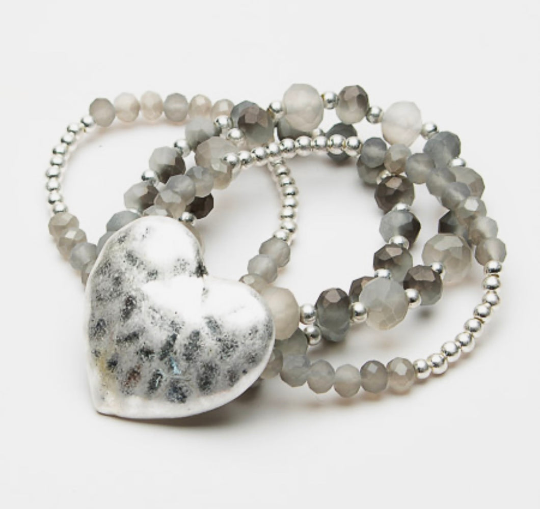 Eliza Gracious Multi Strand Grey Bead Bracelet