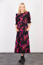 Load image into Gallery viewer, Hazel Tea Dress - Fuchsia, Abstract Animal Print