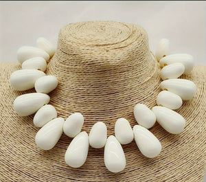White Teardrop Statement Necklace