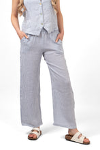 Load image into Gallery viewer, Linen Pinstriped Wide Leg Trousers