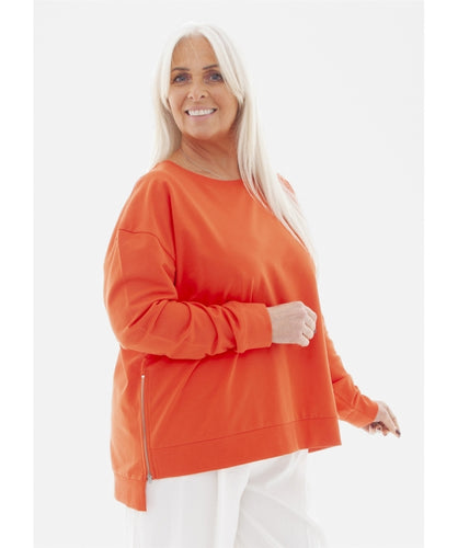 Dreams Zip Detail Sweater - Papaya