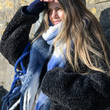 Load image into Gallery viewer, POM Royal Blue Fluffy Check Scarf