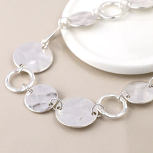 Load image into Gallery viewer, POM Short Hammered Disc Necklace -Silver