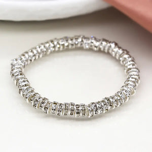 POM Silver Plated & Crystal Edge Bracelet