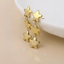 Load image into Gallery viewer, POM Gold Plated Triple Star Drop Earrings