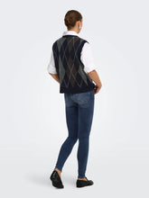 Load image into Gallery viewer, ONLY Argyle Knitted Tank Top - Navy/Grey