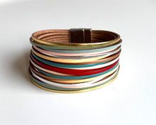 Load image into Gallery viewer, Multi Coloured Multi Strand Leather Bracelet