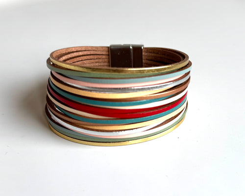 Multi Coloured Multi Strand Leather Bracelet