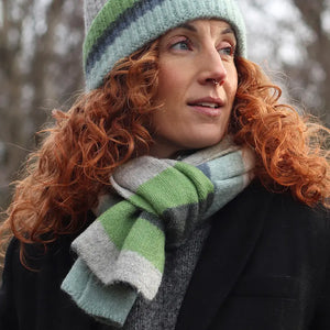 POM Classic Blue & Green Striped Scarf
