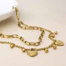 Load image into Gallery viewer, POM Waterproof Gold Plated Layered Heart Charm Necklace