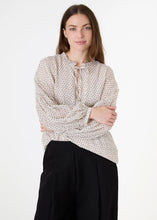 Load image into Gallery viewer, Dreams Flock Spot leat Detail yet Blouse - Ivory