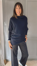 Load image into Gallery viewer, Made in Italy Asymmetric Knitted Jumper - Navy