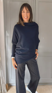 Made in Italy Asymmetric Knitted Jumper - Navy