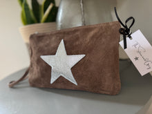 Load image into Gallery viewer, Chocolate Suede Star Clutch Bag