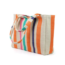 Load image into Gallery viewer, POM Orange Mix Woven Striped Shopper