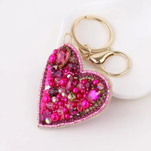 Load image into Gallery viewer, POM Joy Bright Pink Heart Bag Charm/Key Ring
