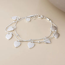 Load image into Gallery viewer, POM Moonbeam Silver Plated Double Strand Heart Drop Bracelet