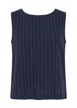 Load image into Gallery viewer, DREAMS Linen Blend Pinstripe Button Back Vest - Navy