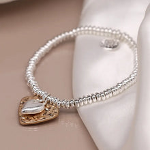Load image into Gallery viewer, POM Silver Plated Bead Bracelet with Beaten Gold Herat