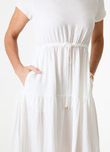 Load image into Gallery viewer, DREAMS Short Sleeved Tiered Dress - White