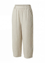 Load image into Gallery viewer, Dreams Linen Blend Pinstripe Cropped Barrel Leg Trousers - Natural