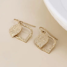 Load image into Gallery viewer, POM Halo Golden Foil Textured Layered Leaf Drop Earrings