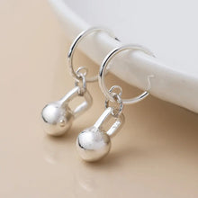 Load image into Gallery viewer, POM Silver Plated C-Hoop &amp; Ball Charm Earrings