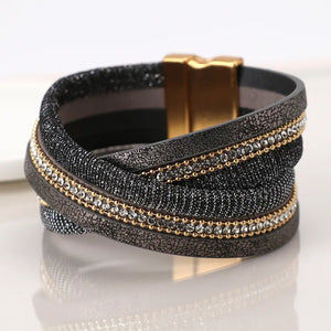 POM Bronze & Black Crossover Leather Bracelet