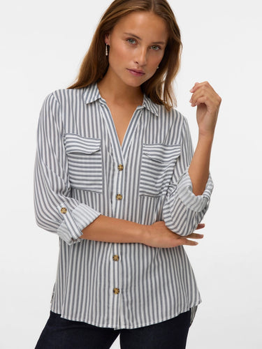 Vero Moda L/S Striped Shirt -Navy & White