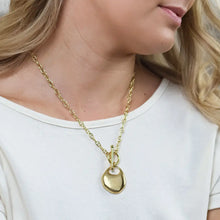 Load image into Gallery viewer, POM Celeste Gold Plated Oval Pebble T-Bar Necklace