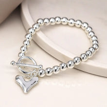 Load image into Gallery viewer, POM Silver Plated Bead Bracelet with Heart Charm