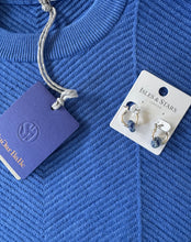 Load image into Gallery viewer, Chunky Hoop Earrings with Blue Stone Earrings