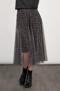 Eden Tulle Swing Skirt - Grey Leopard