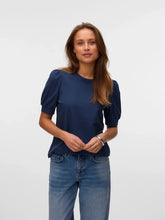 Load image into Gallery viewer, AWARE Kerry Puff Sleeve Organic Cotton T-Shirt - Navy