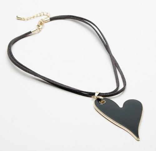 Eliza Gracious Enamel Grey Heart Necklace
