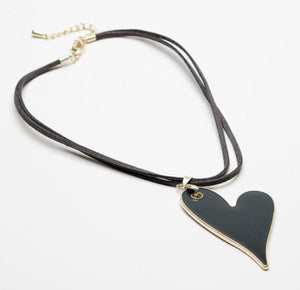 Eliza Gracious Enamel Grey Heart Necklace