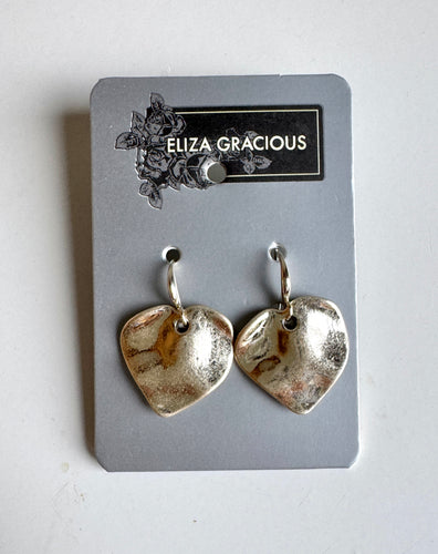 Eliza Gracious Misshaped Heart Earrings - Burnished Pale Gold