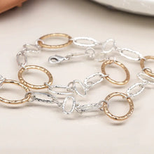 Load image into Gallery viewer, POM Silver Plated and Faux Gold Hammered Linked Hoops Necklace