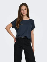 Load image into Gallery viewer, ONLY Short Sleeve Fold Up Cuff T-Shirt - Navy