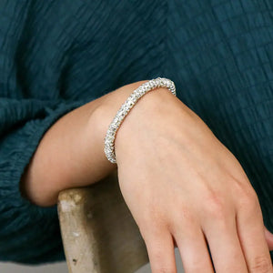 POM Silver Plated & Crystal Edge Bracelet